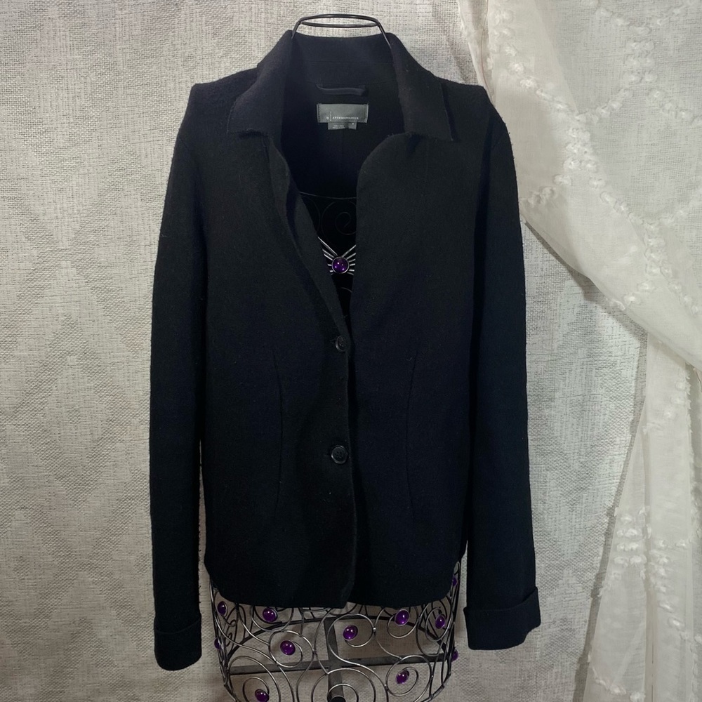 By Anthropologie black knit wool blend blazer size S